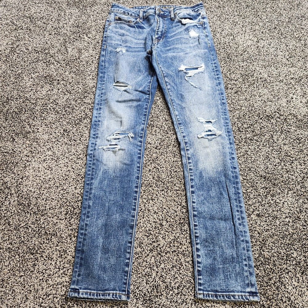 American Eagle Mens Next Level Flex Distressed Jeans Size 30x34,Slim Faded, Acid